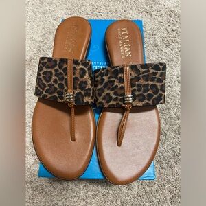 Italian Shoemakers leather leopard sandals